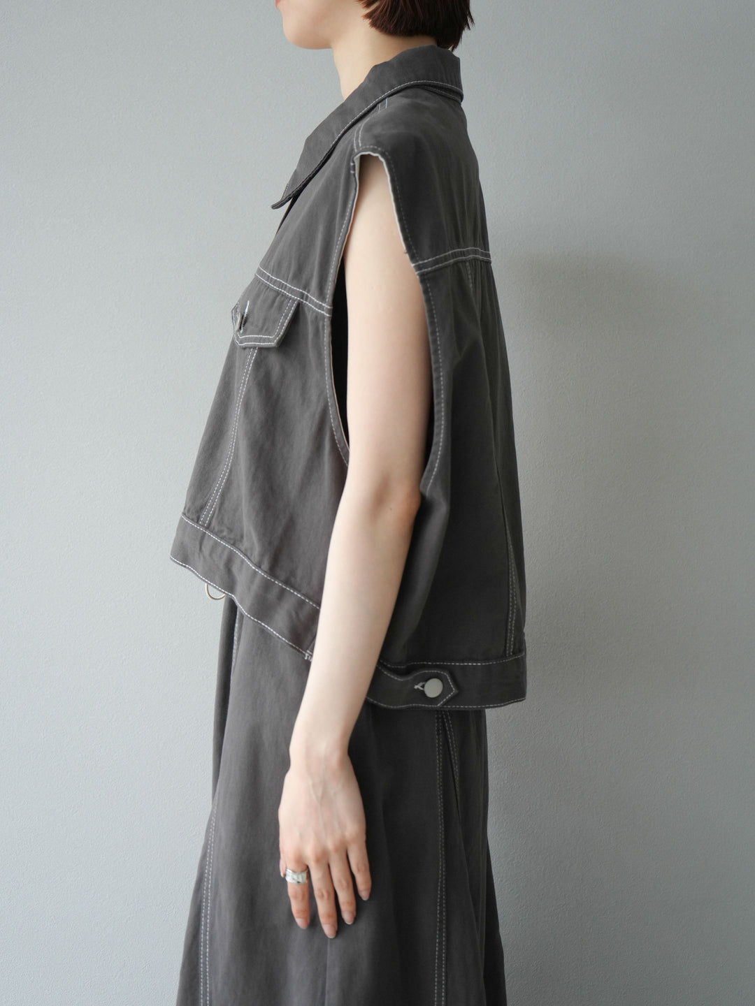 [SET]ステッチコットンツイルベスト＆スカートSET UP(2set)