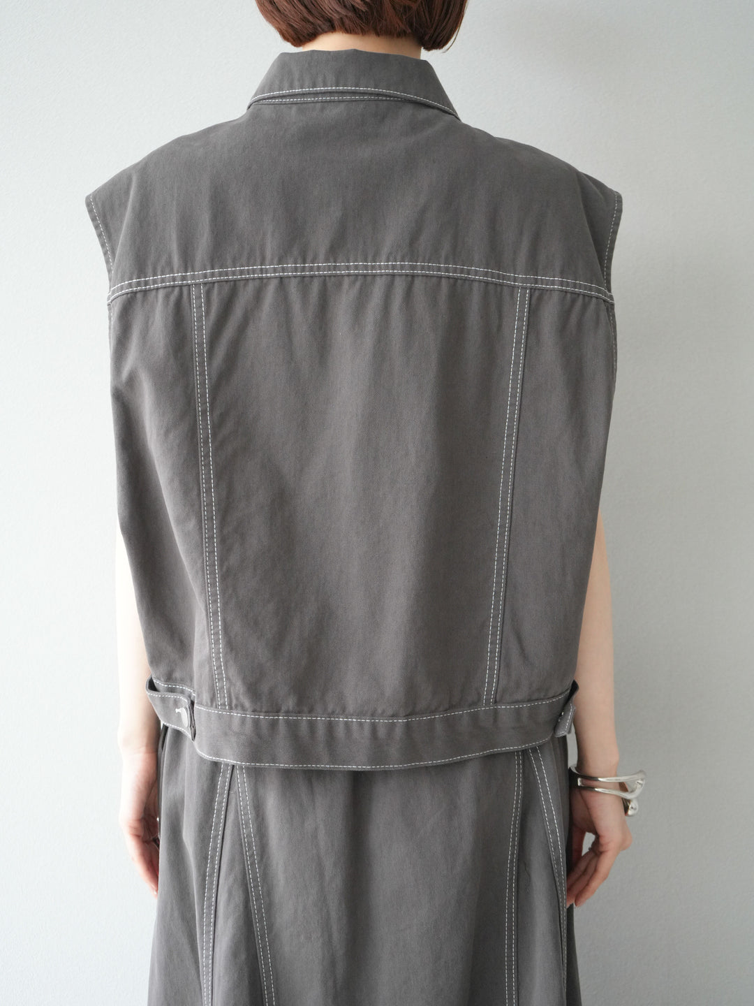 [SET]ステッチコットンツイルベスト＆スカートSET UP(2set)