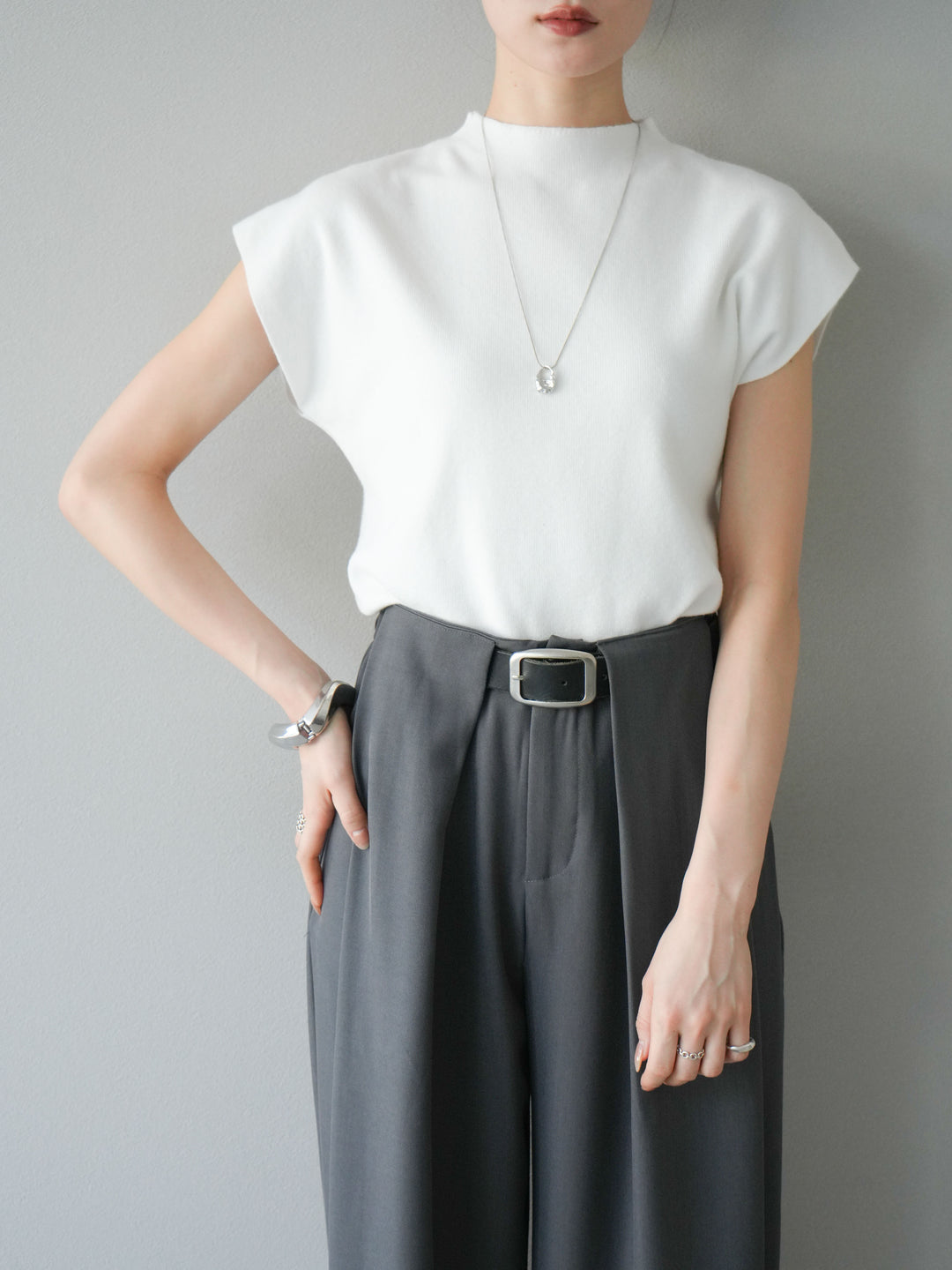 [SET]プチネックフレンチニットトップス+プチネックフレンチニットトップス(2set)