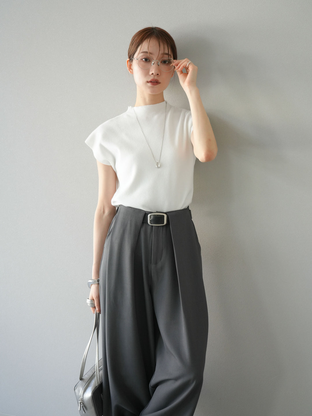 [SET]プチネックフレンチニットトップス+プチネックフレンチニットトップス(2set)