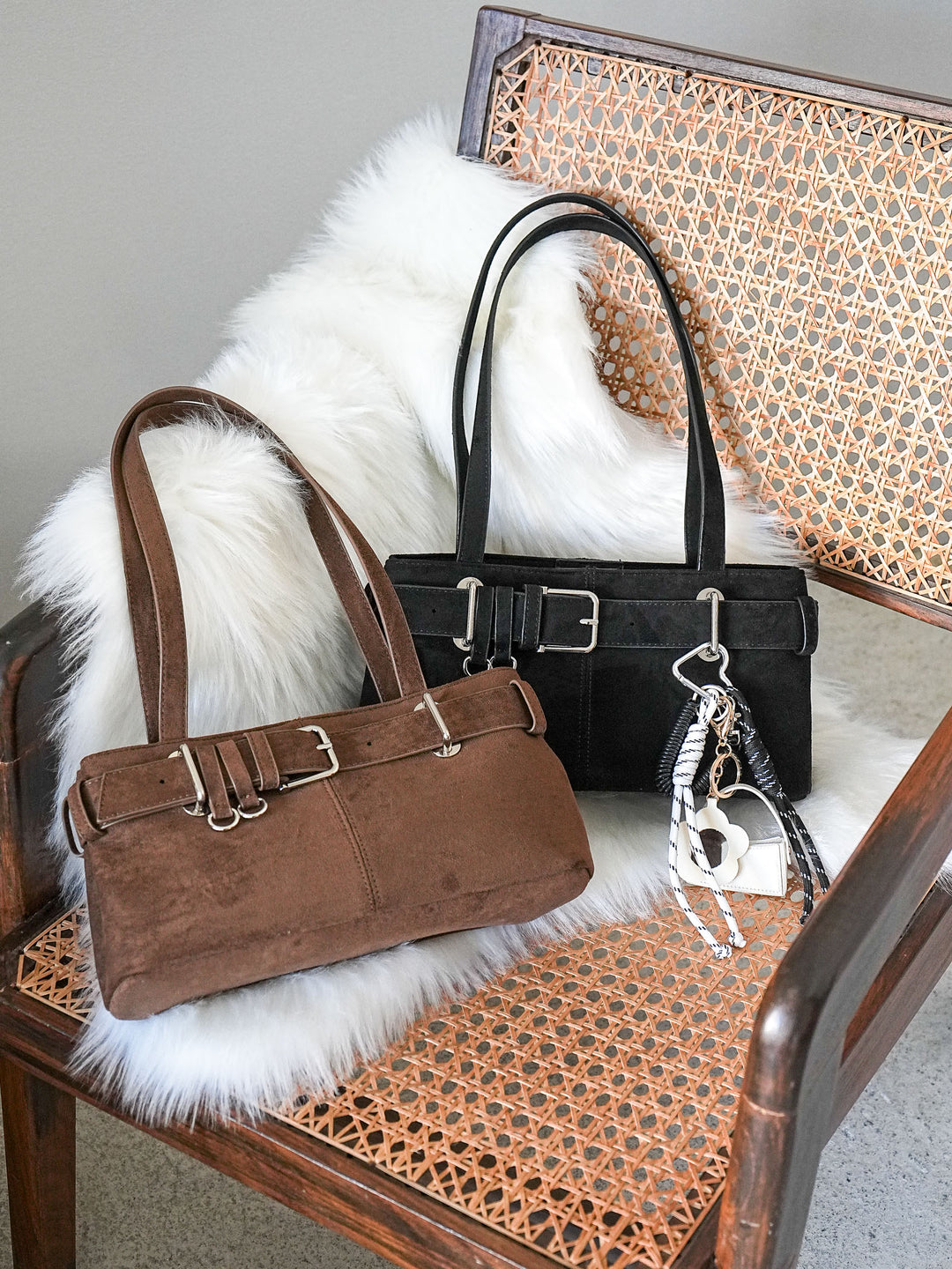 [予約]ベルトデザインスクエアBAG/ブラウン