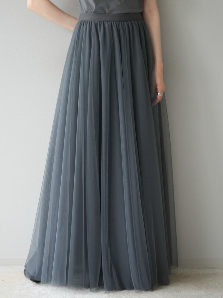 [予約]チュールボリュームスカート/グレー