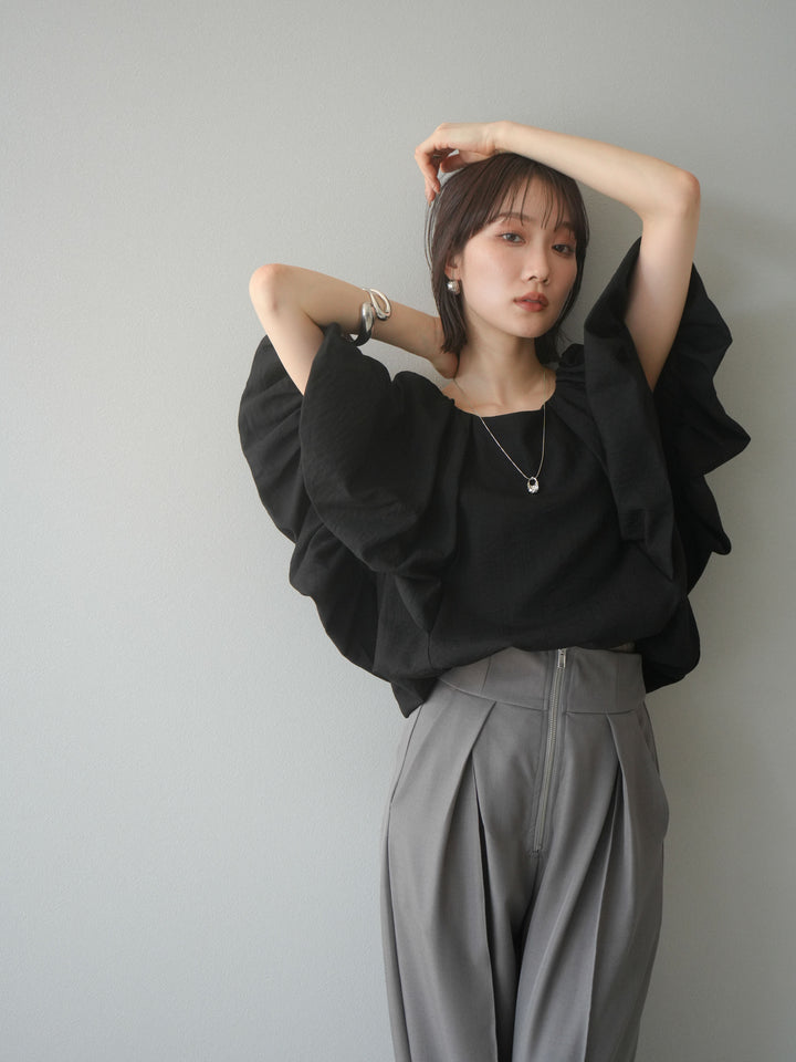 [套裝] 燈籠袖褶襉設計襯衫 + 可選配件套裝（2 套）