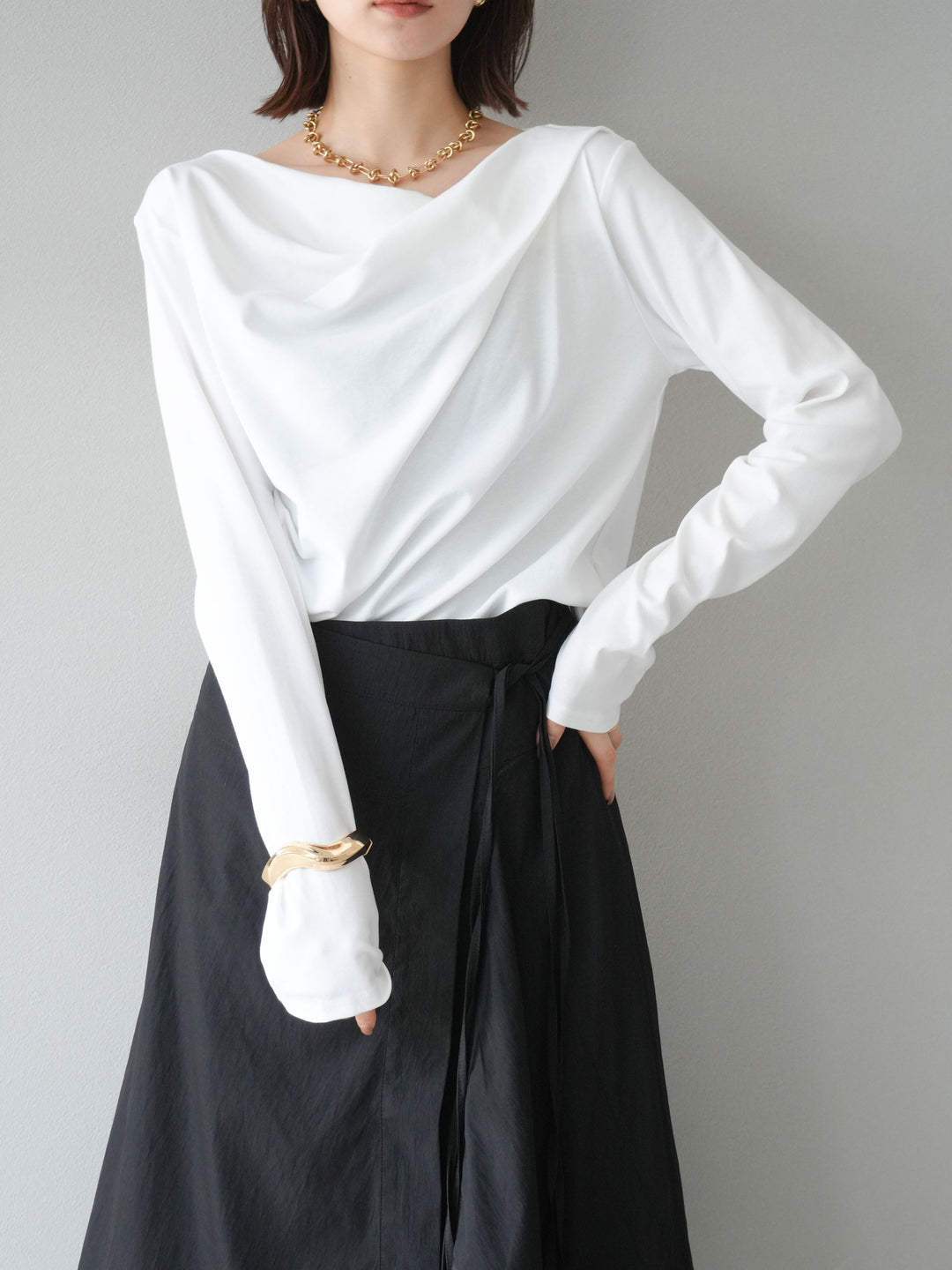 [SET]ドレープデザインカットソー+ドレープデザインカットソー(2set)