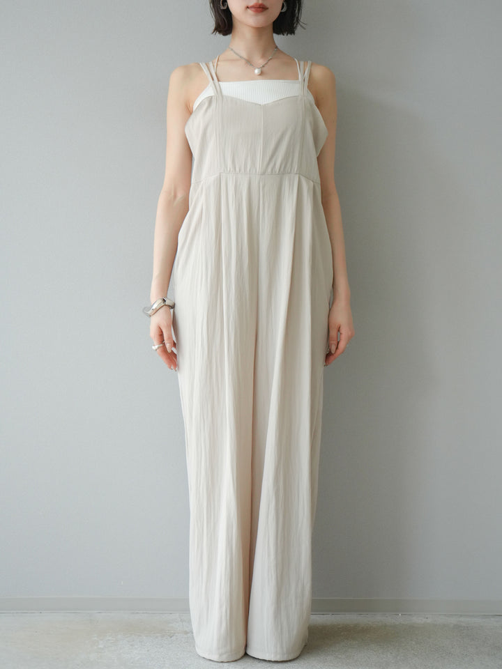 [予約]リネンライクビスチェデザインサロペット/エクリュ