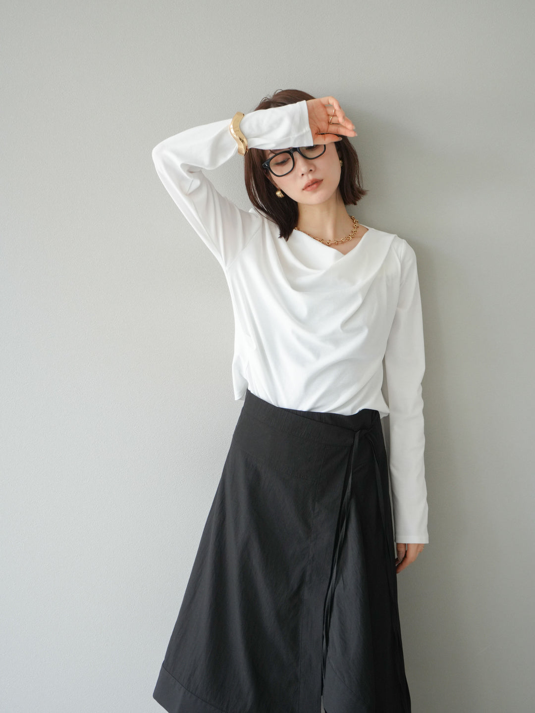 [SET]ドレープデザインカットソー+ドレープデザインカットソー(2set)