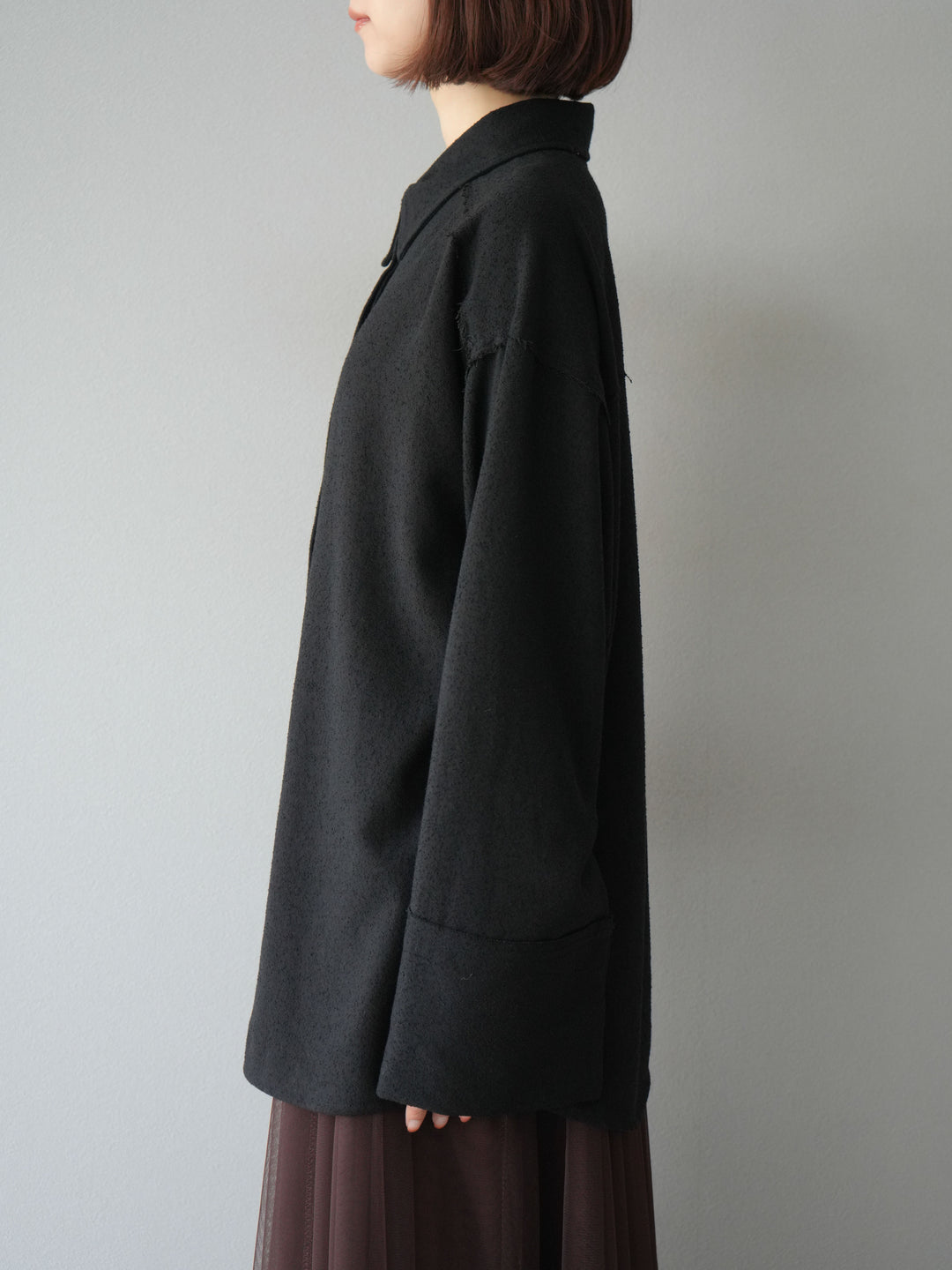 [予約]ネップオーバーシャツ/ブラック