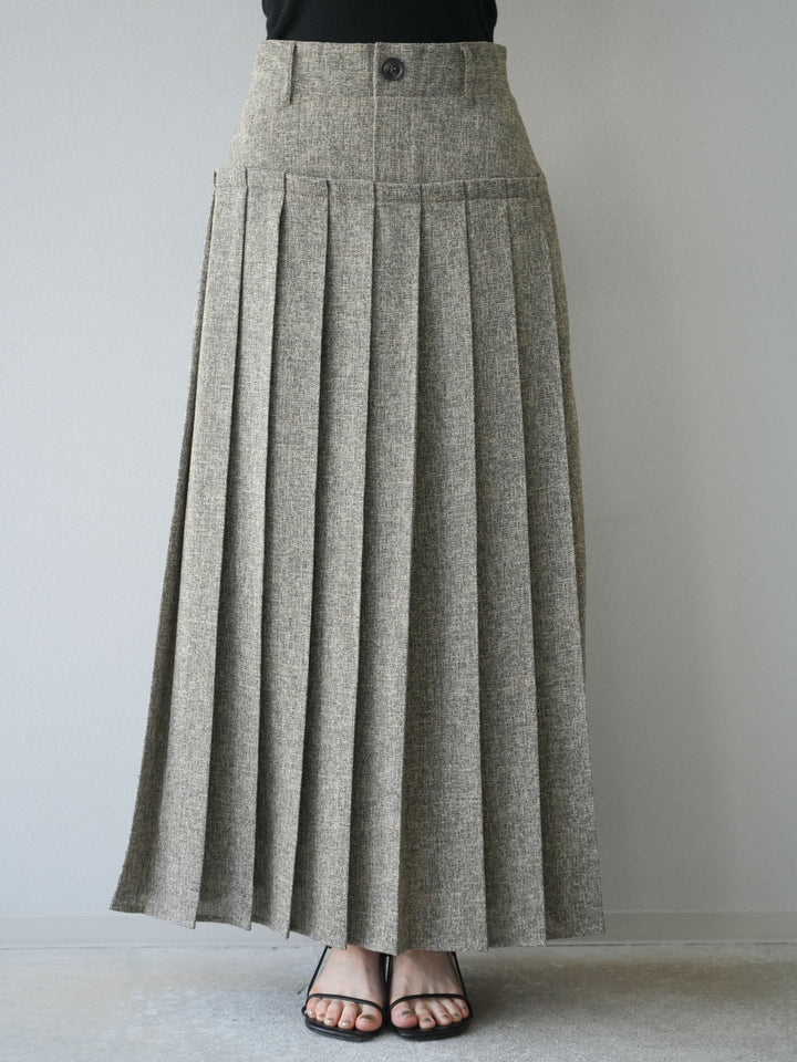 [予約]ミックスツイードプリーツスカート/ブラウン