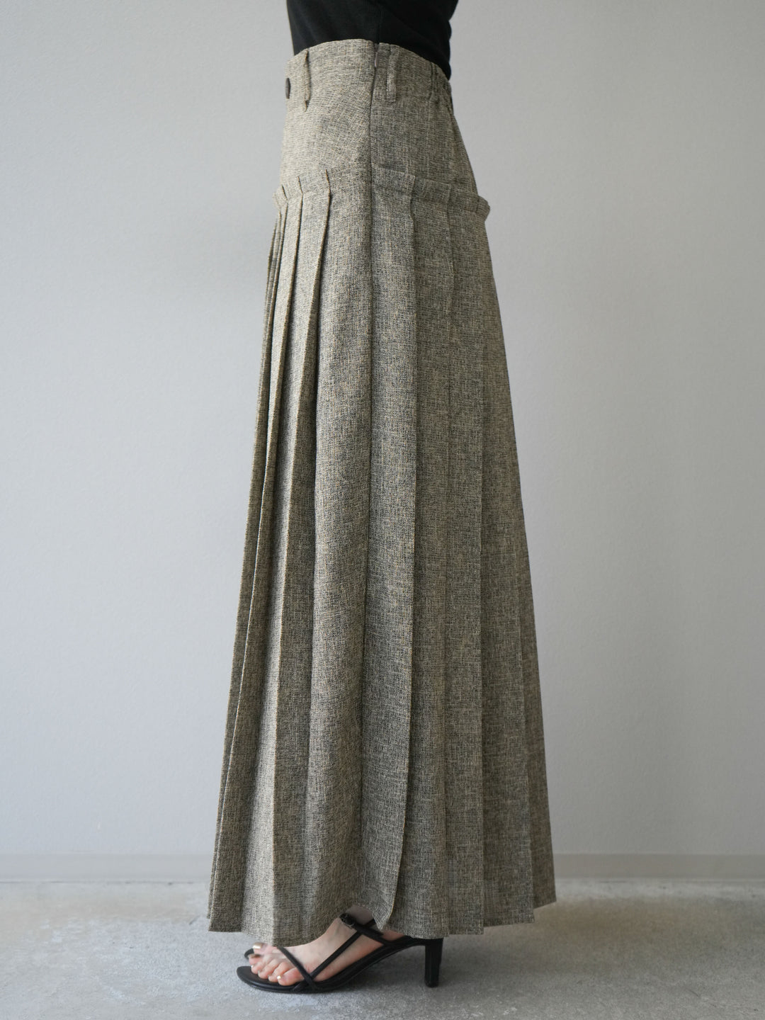 [予約]ミックスツイードプリーツスカート/ブラウン