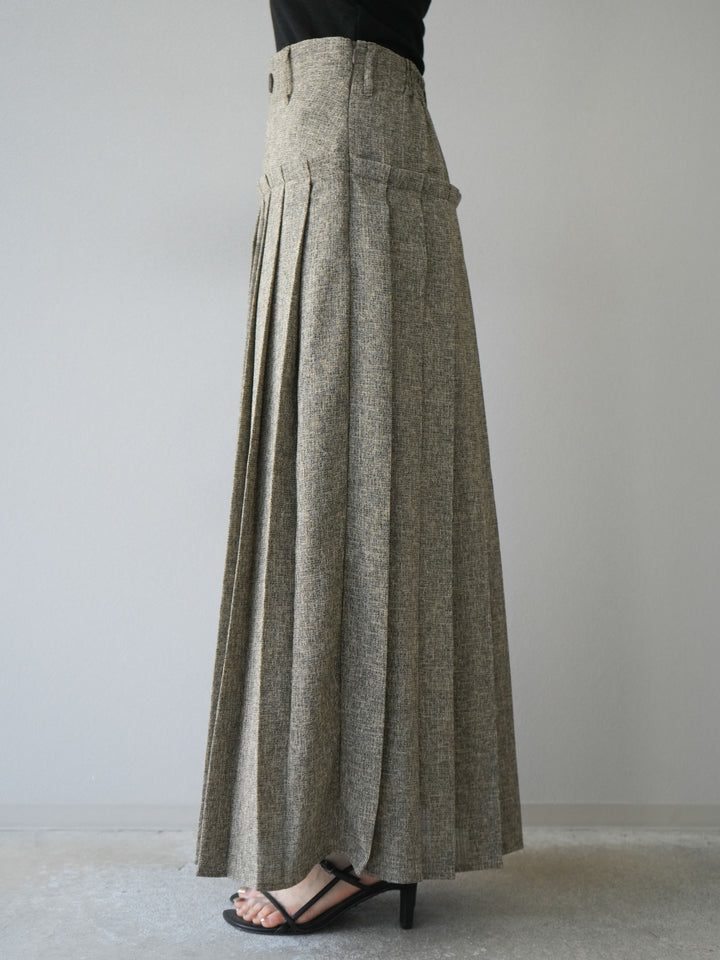 [予約]ミックスツイードプリーツスカート/ブラウン