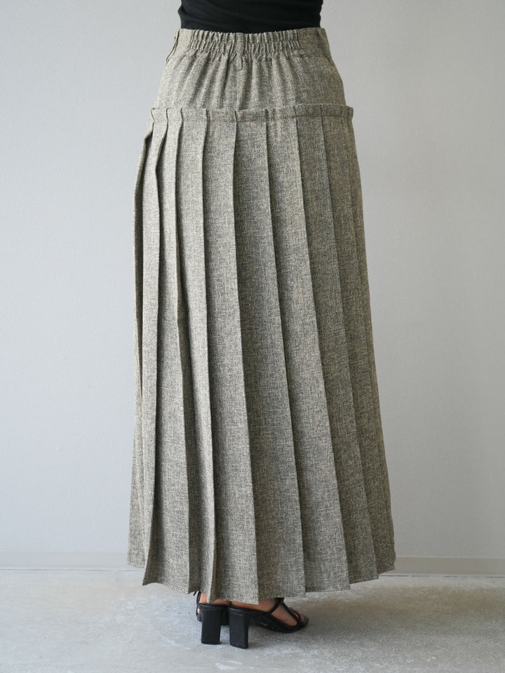 [予約]ミックスツイードプリーツスカート/ブラウン