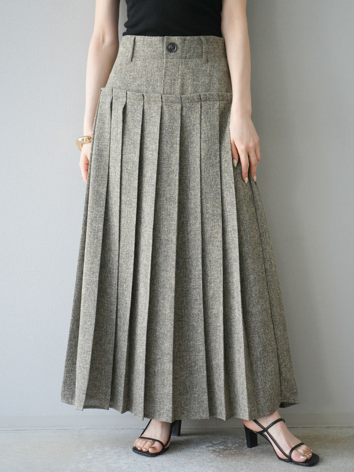 [予約]ミックスツイードプリーツスカート/ブラウン