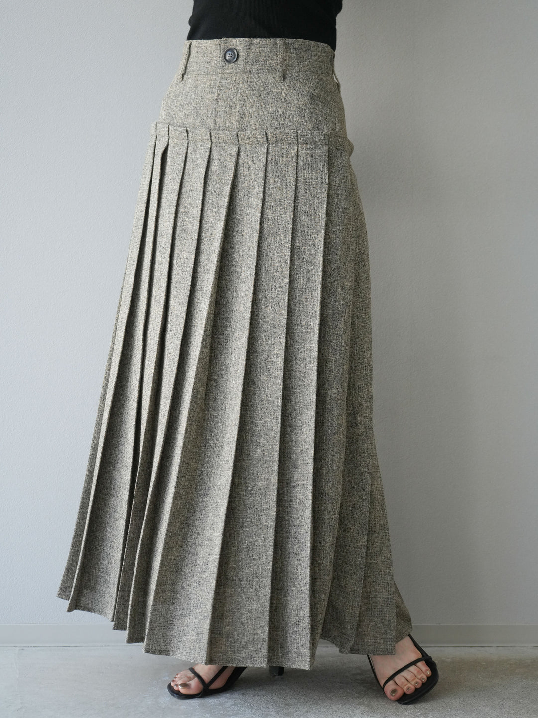 [予約]ミックスツイードプリーツスカート/ブラウン