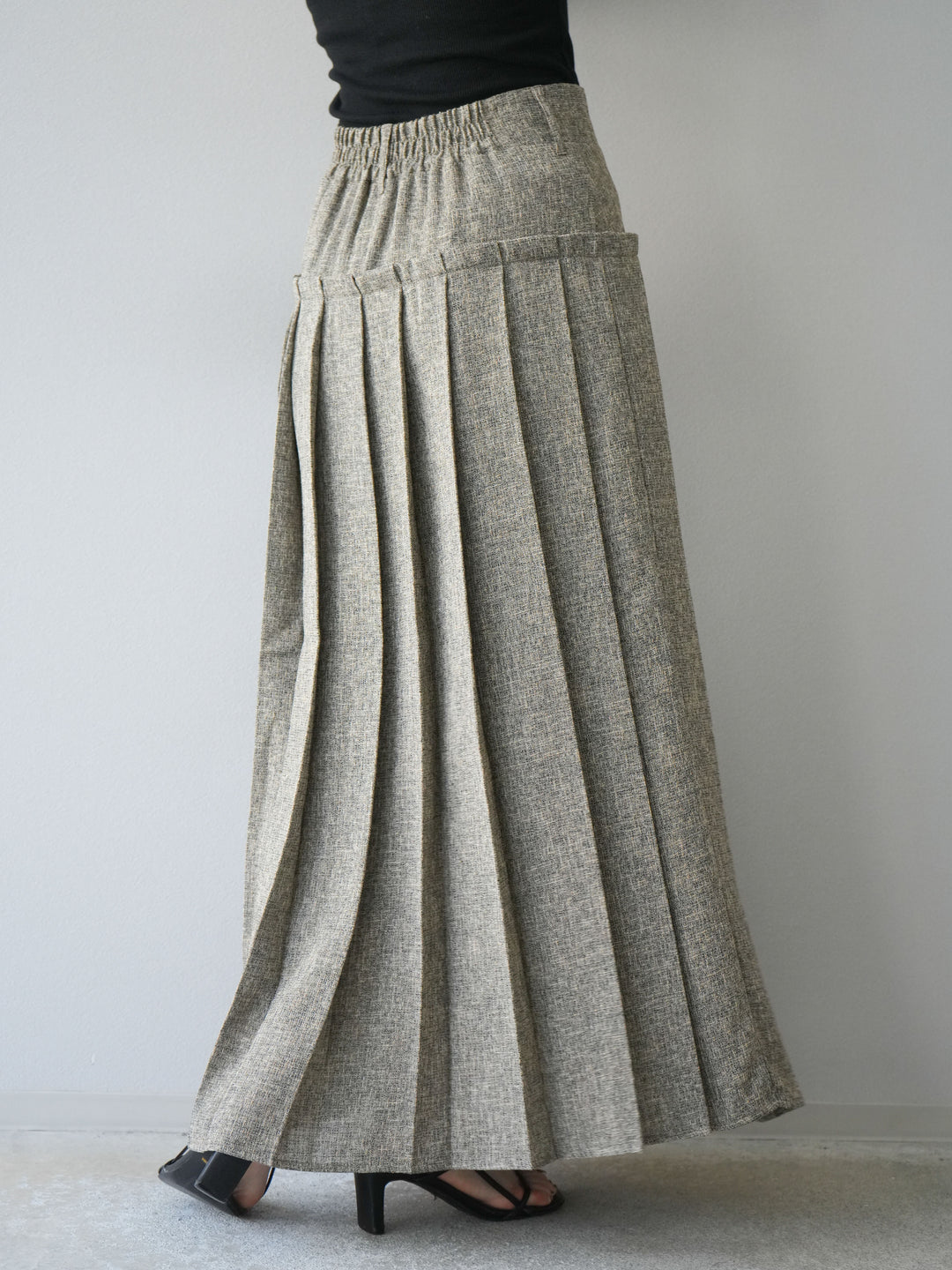 [予約]ミックスツイードプリーツスカート/ブラウン