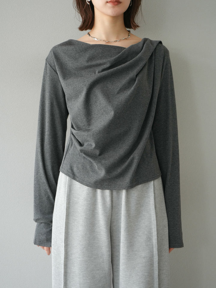 [予約]ドレープデザインカットソー/チャコール