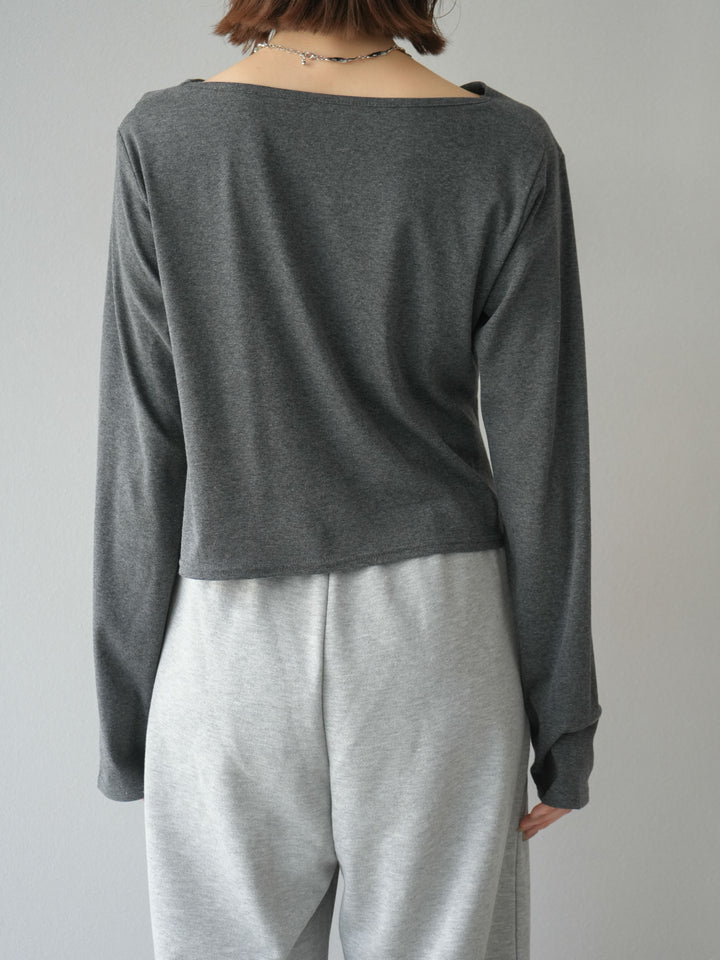 [予約]ドレープデザインカットソー/チャコール