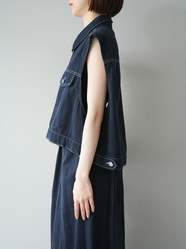 [SET]ステッチコットンツイルベスト＆スカートSET UP(2set)