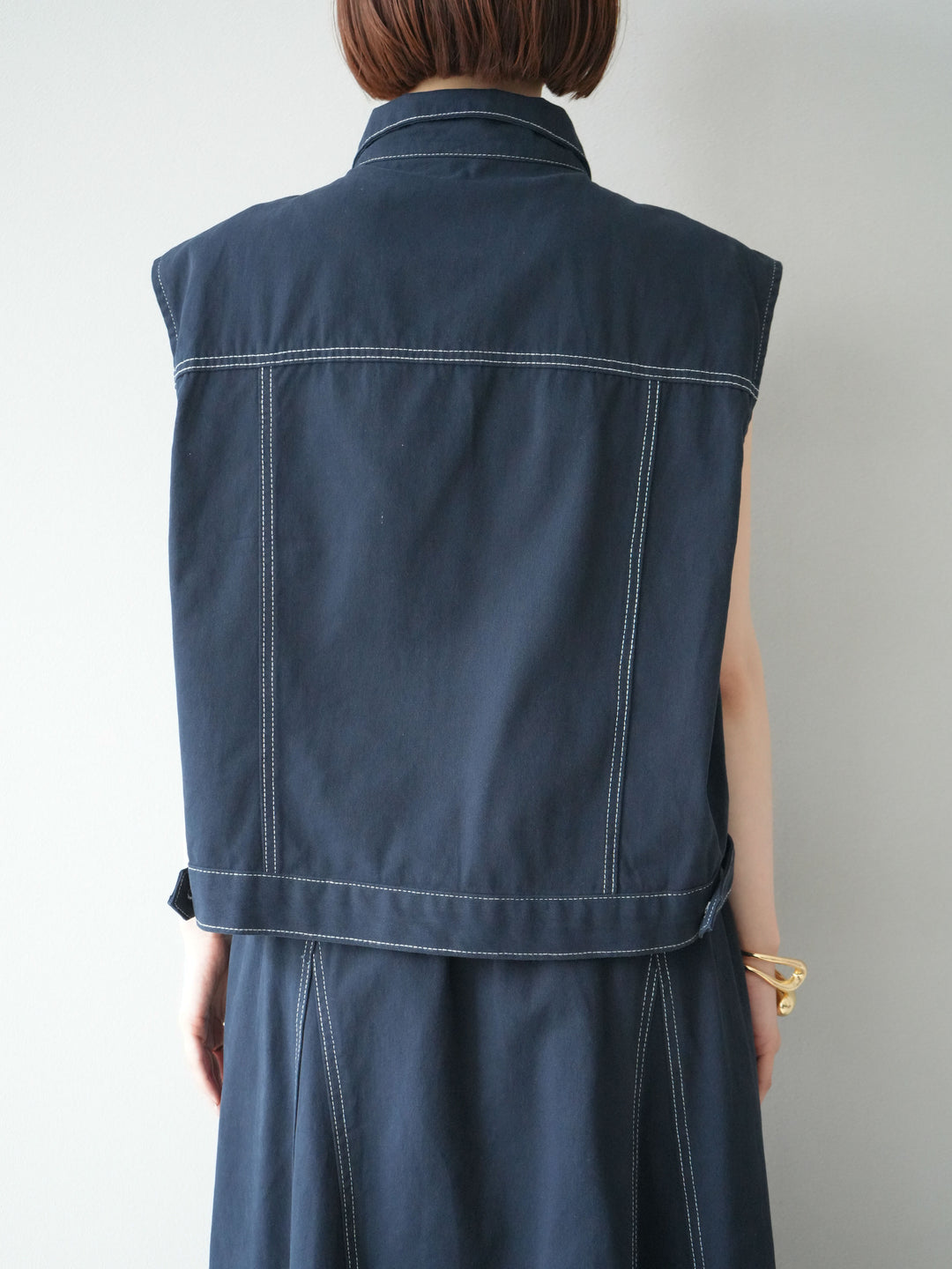 [SET]ステッチコットンツイルベスト＆スカートSET UP(2set)