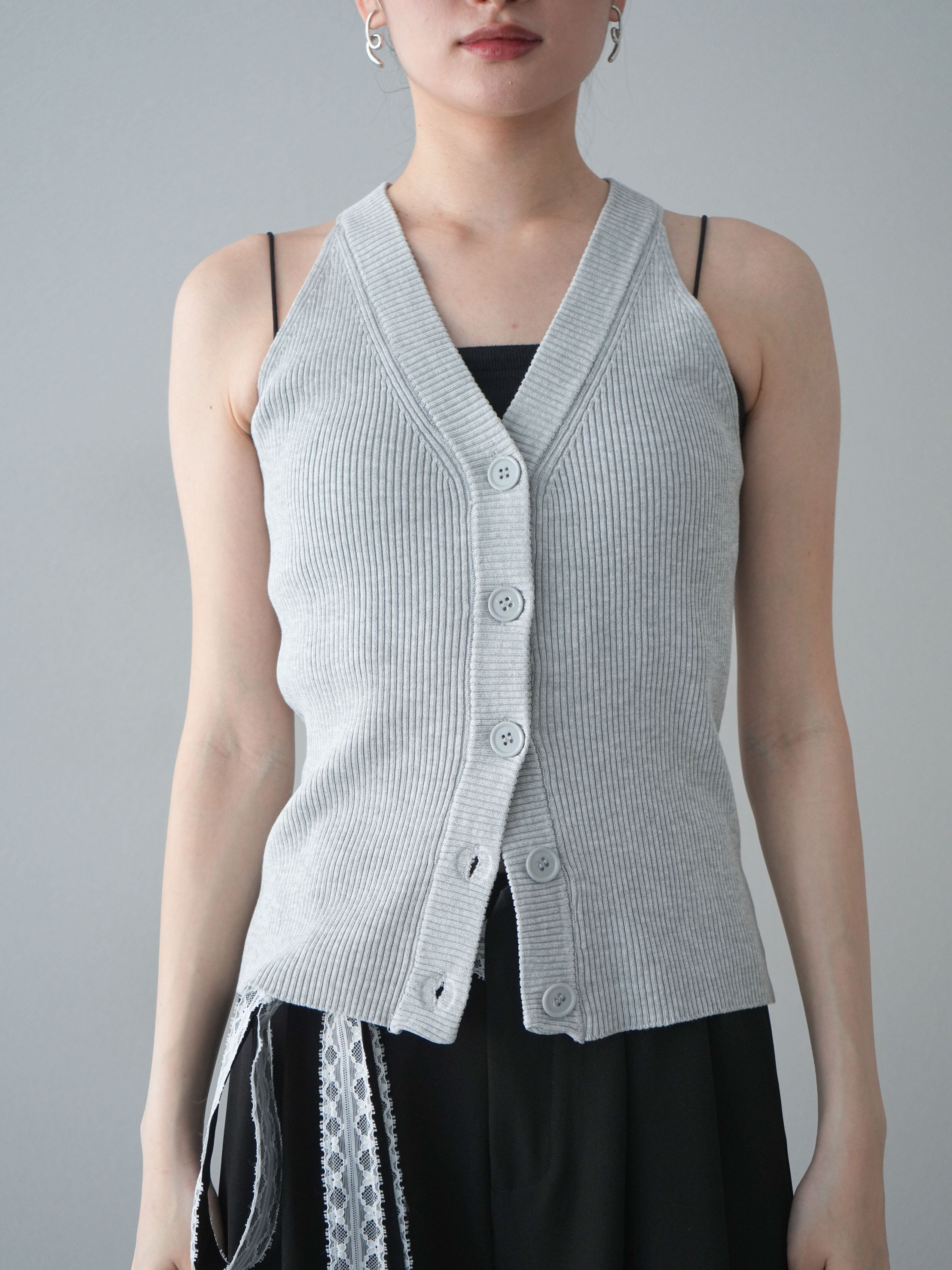 予約]アメスリリブニットカーディガン/グレー – Lumier