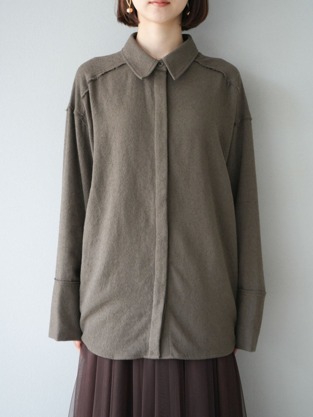 [予約]ネップオーバーシャツ/ブラウン
