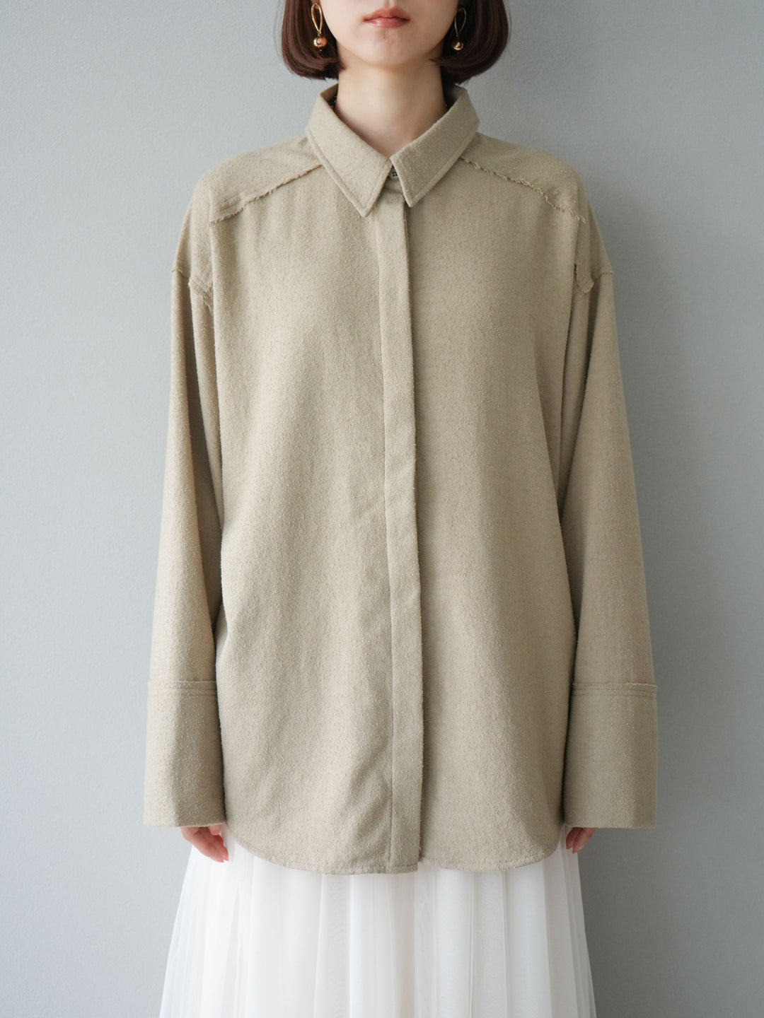 [予約]ネップオーバーシャツ/ベージュ