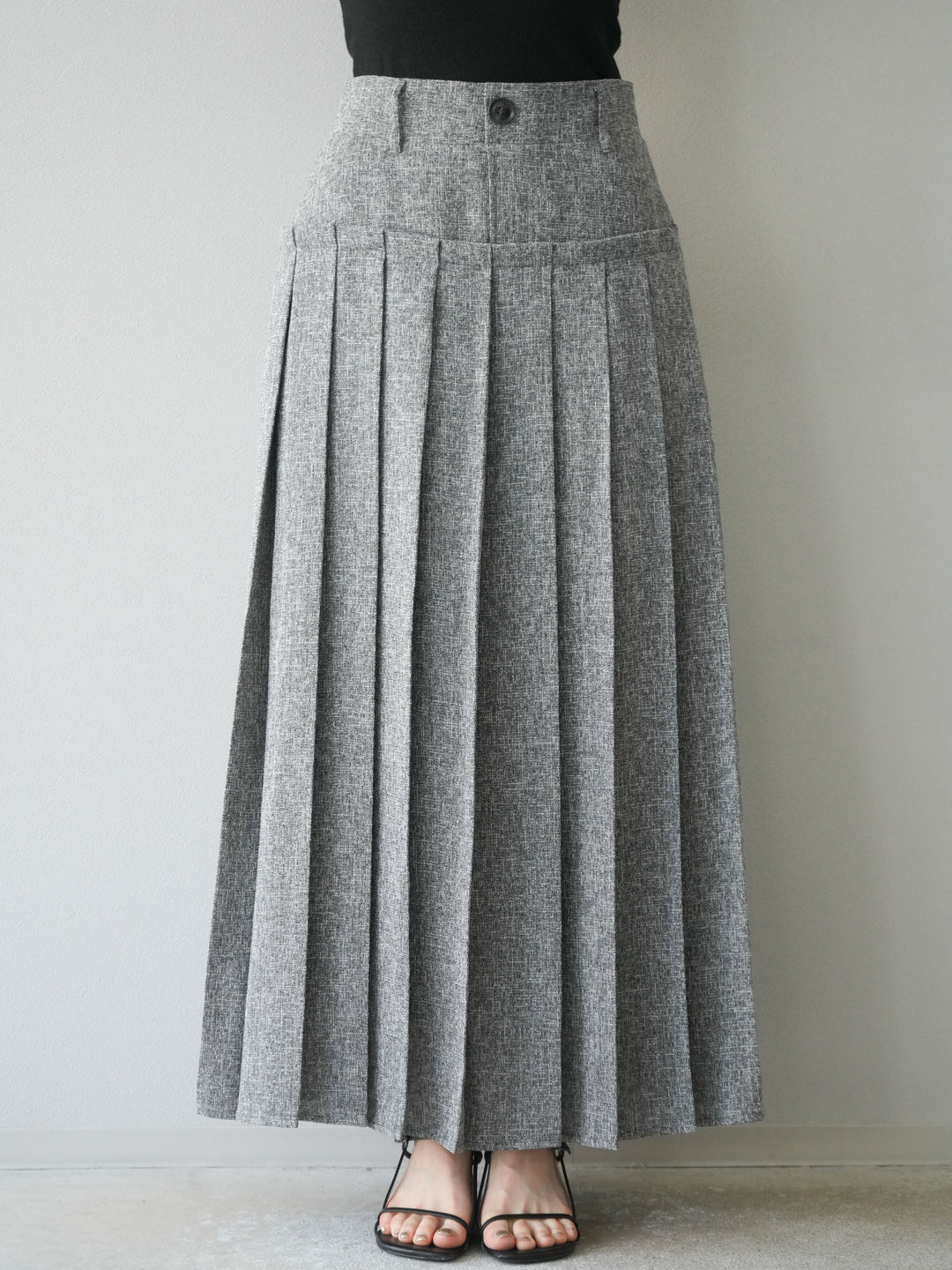 [予約]ミックスツイードプリーツスカート/ブラック