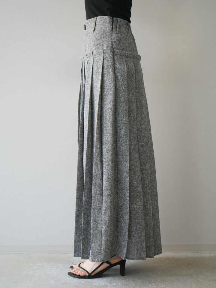 [予約]ミックスツイードプリーツスカート/ブラック