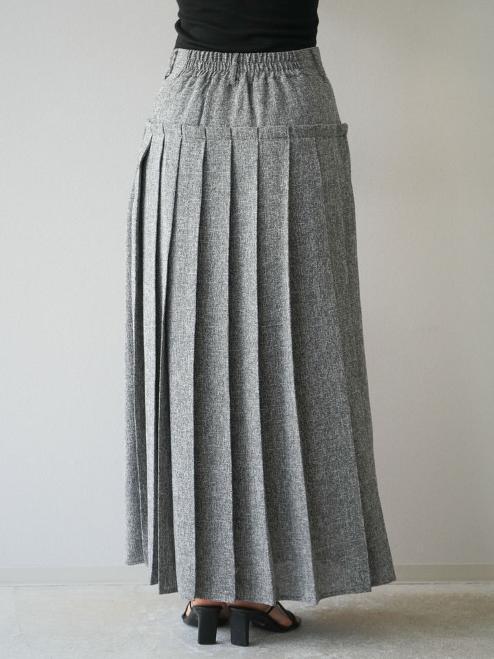 [予約]ミックスツイードプリーツスカート/ブラック