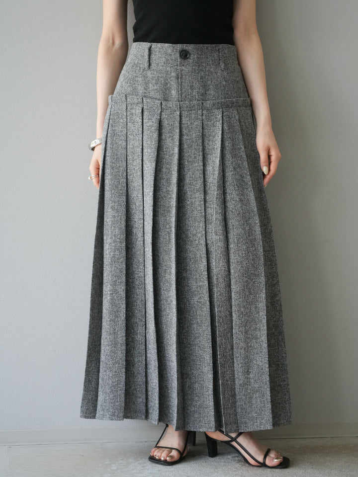 [予約]ミックスツイードプリーツスカート/ブラック