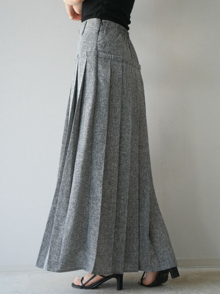 [予約]ミックスツイードプリーツスカート/ブラック
