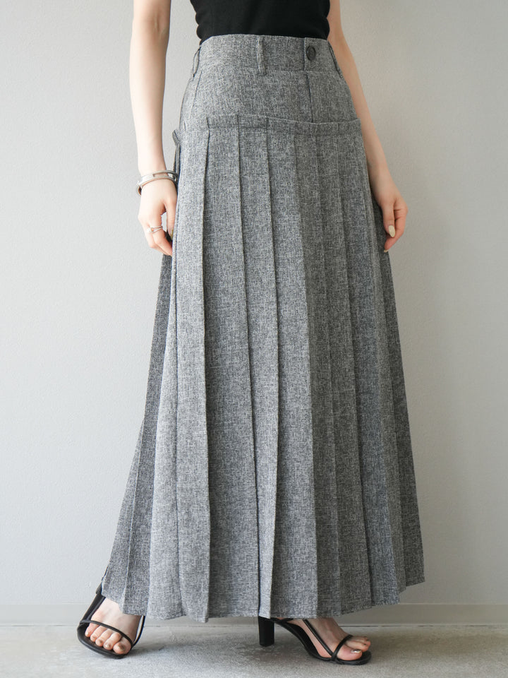 [予約]ミックスツイードプリーツスカート/ブラック