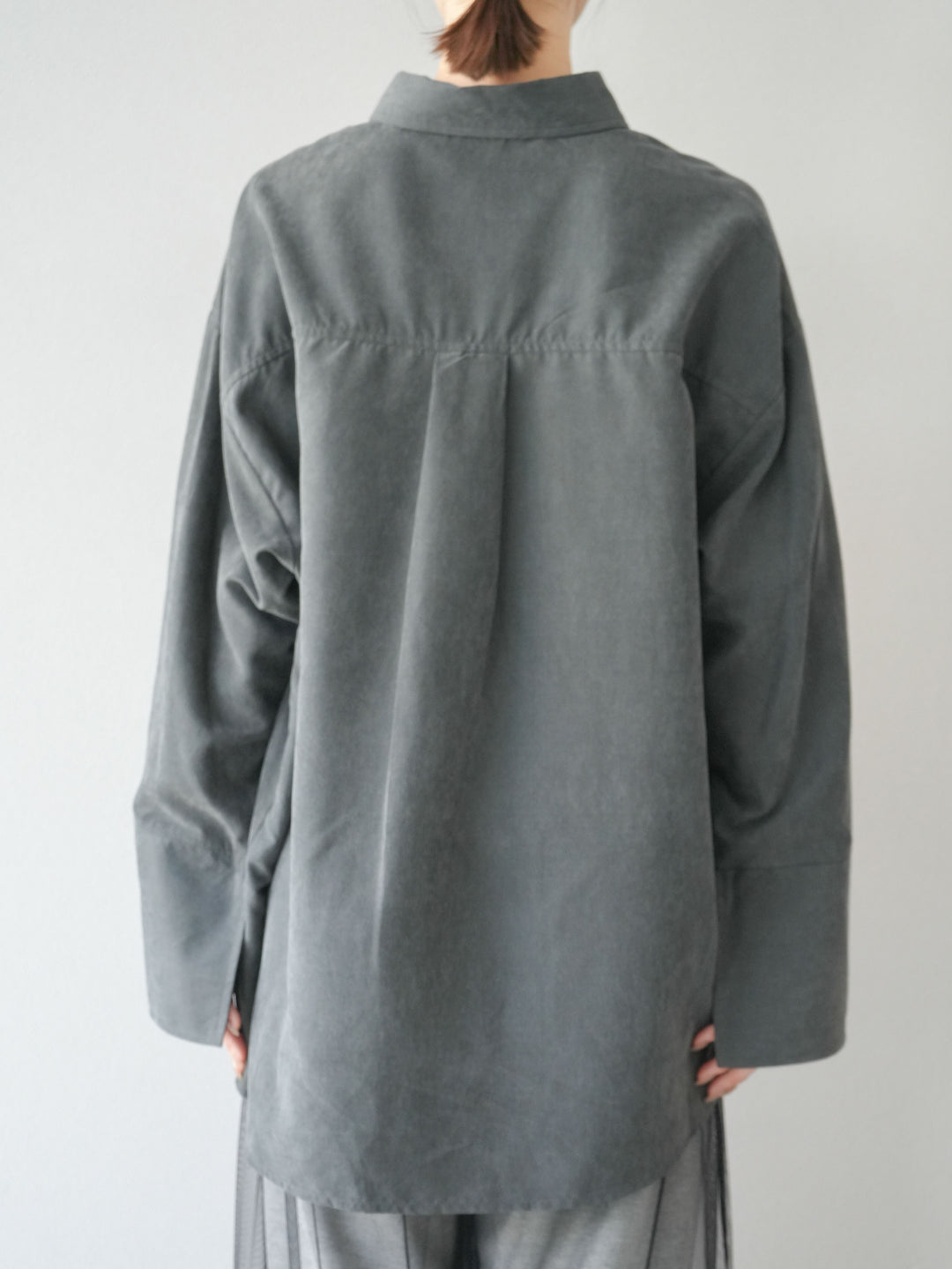 [予約]スエードライクBIGカフスオーバーシャツ/チャコール