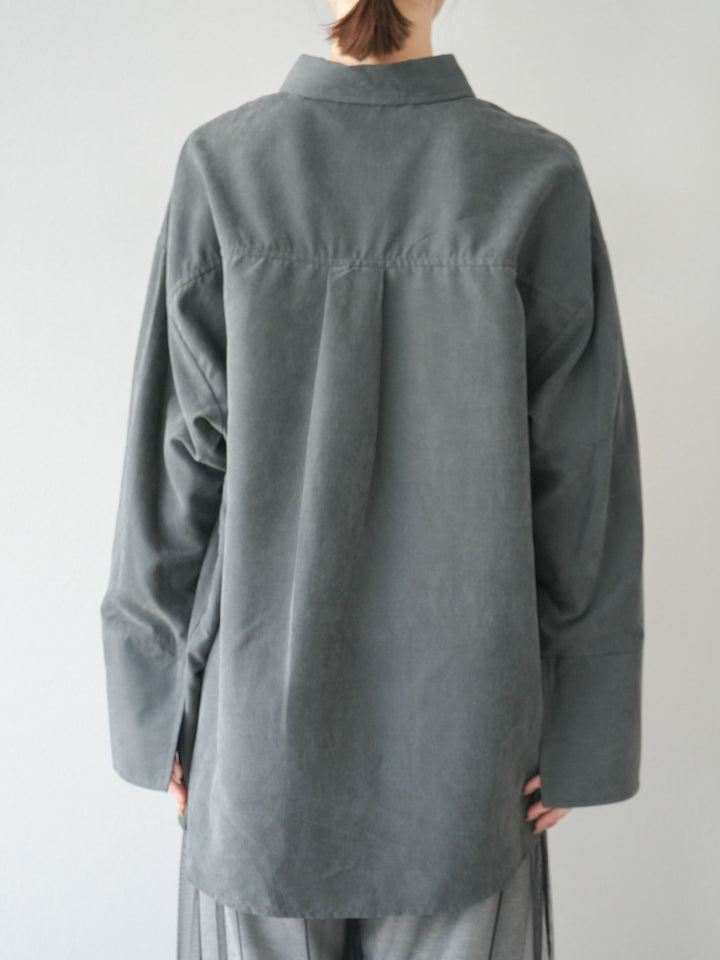 [予約]スエードライクBIGカフスオーバーシャツ/チャコール