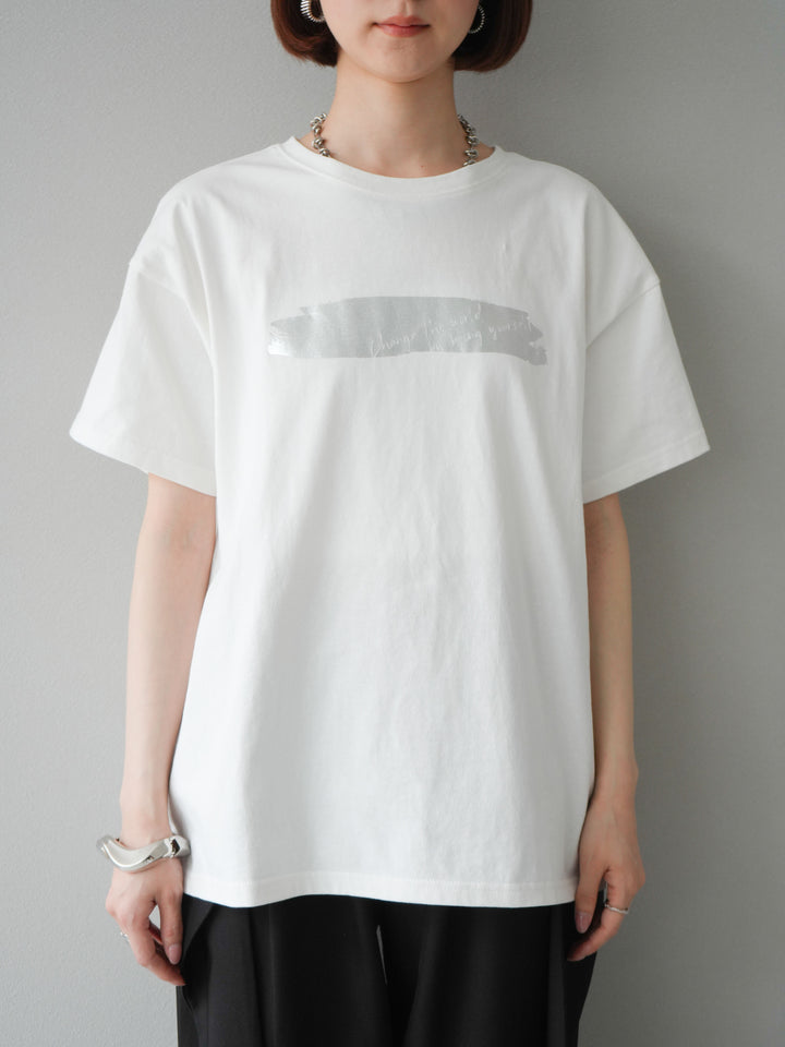 [予約]箔プリントTシャツ/オフシルバー
