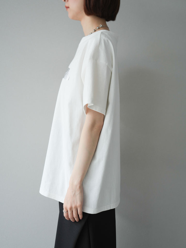 [予約]箔プリントTシャツ/オフシルバー