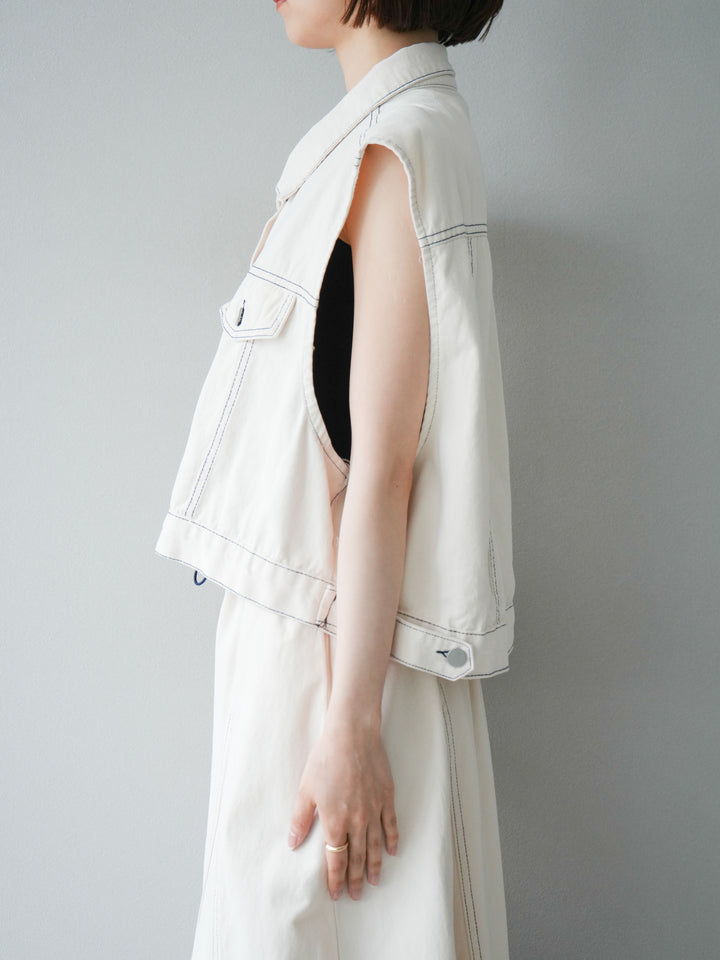 [SET]ステッチコットンツイルベスト＆スカートSET UP(2set)