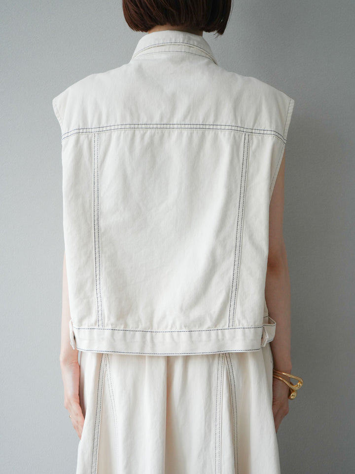 [SET]ステッチコットンツイルベスト＆スカートSET UP(2set)