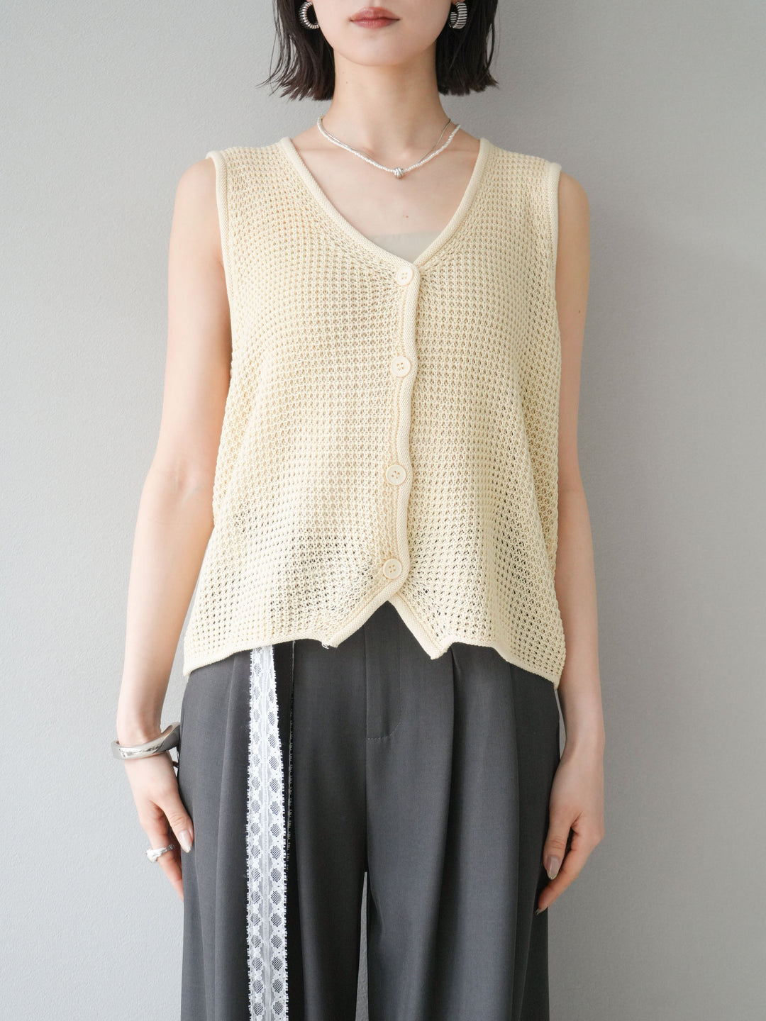 【預購】華夫格針織背心/黃色