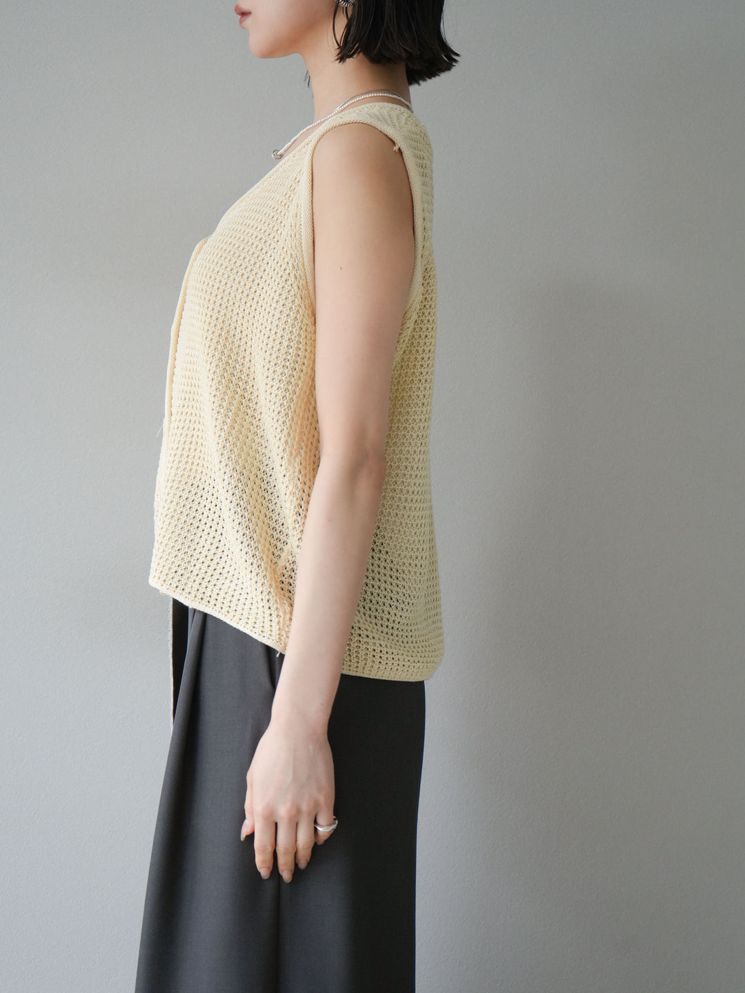 【預購】華夫格針織背心/黃色