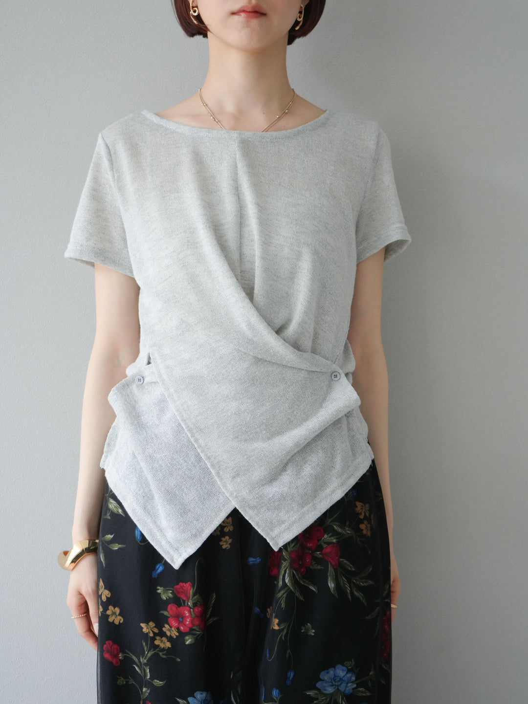 [預購] Cache-Coeur 薄紗針織套頭衫/灰色