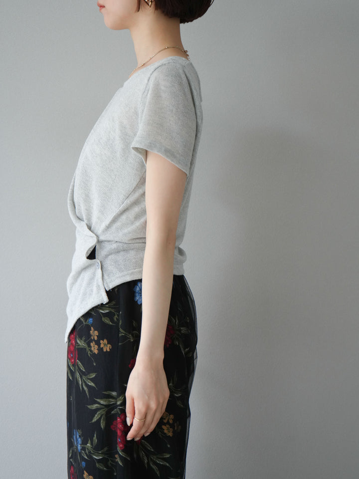 [預購] Cache-Coeur 薄紗針織套頭衫/灰色