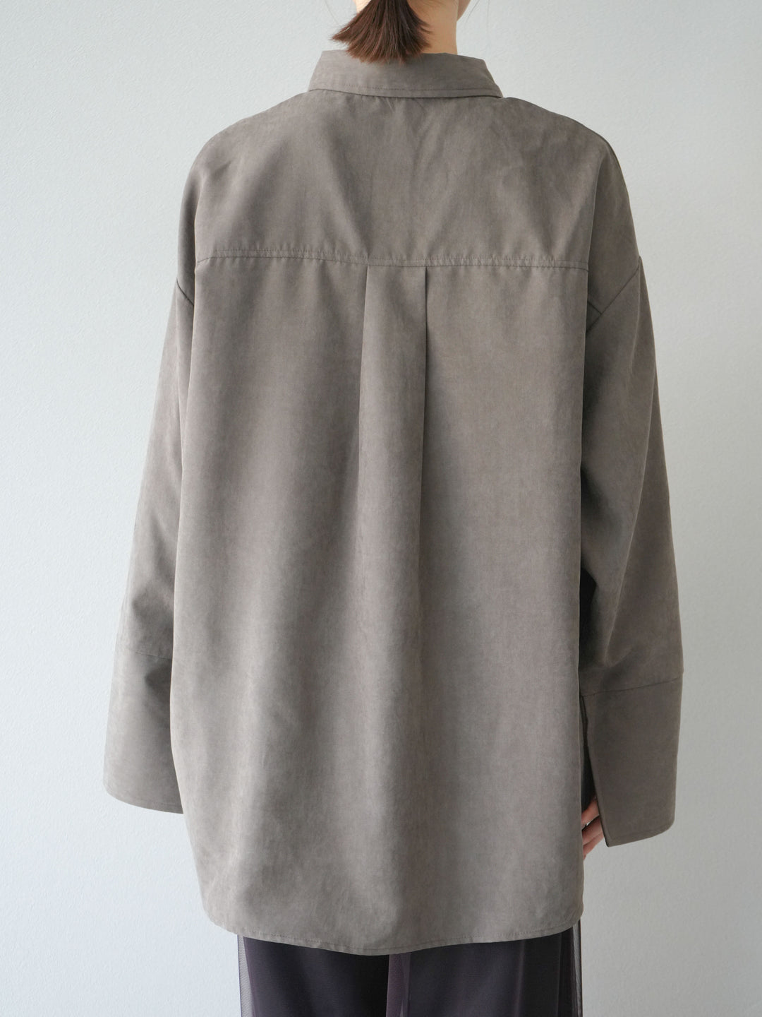 [予約]スエードライクBIGカフスオーバーシャツ/ブラウン