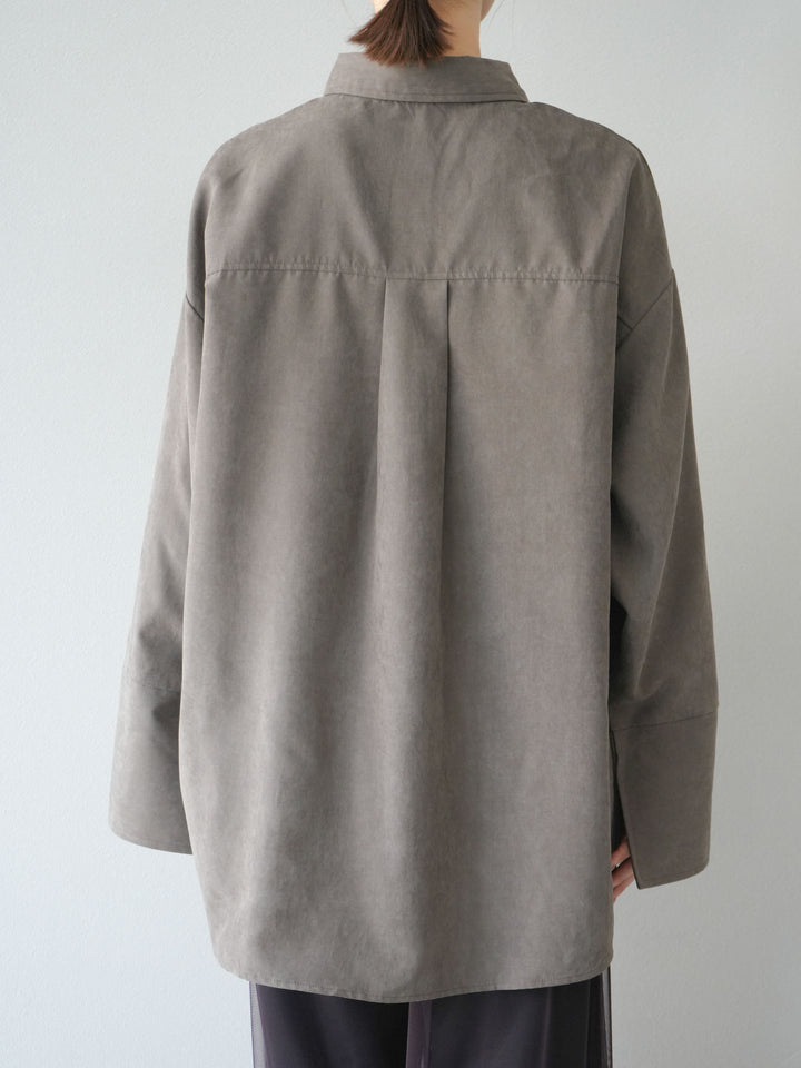 [予約]スエードライクBIGカフスオーバーシャツ/ブラウン
