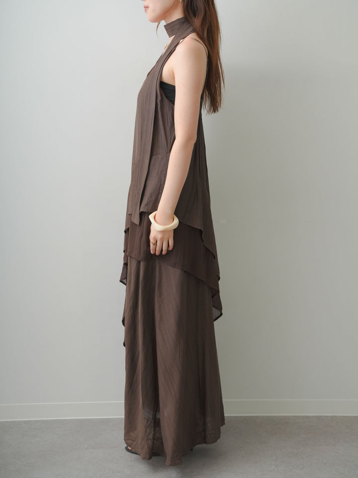 [予約]ラッフルヘムレイヤードキャミワンピース/brown