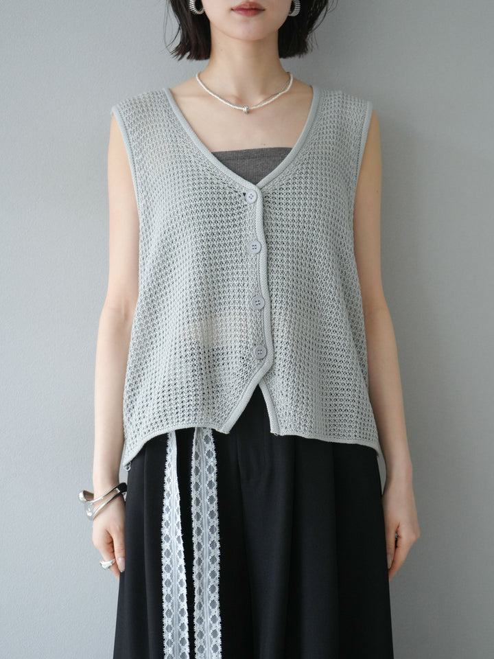 【預購】華夫格針織背心/灰色