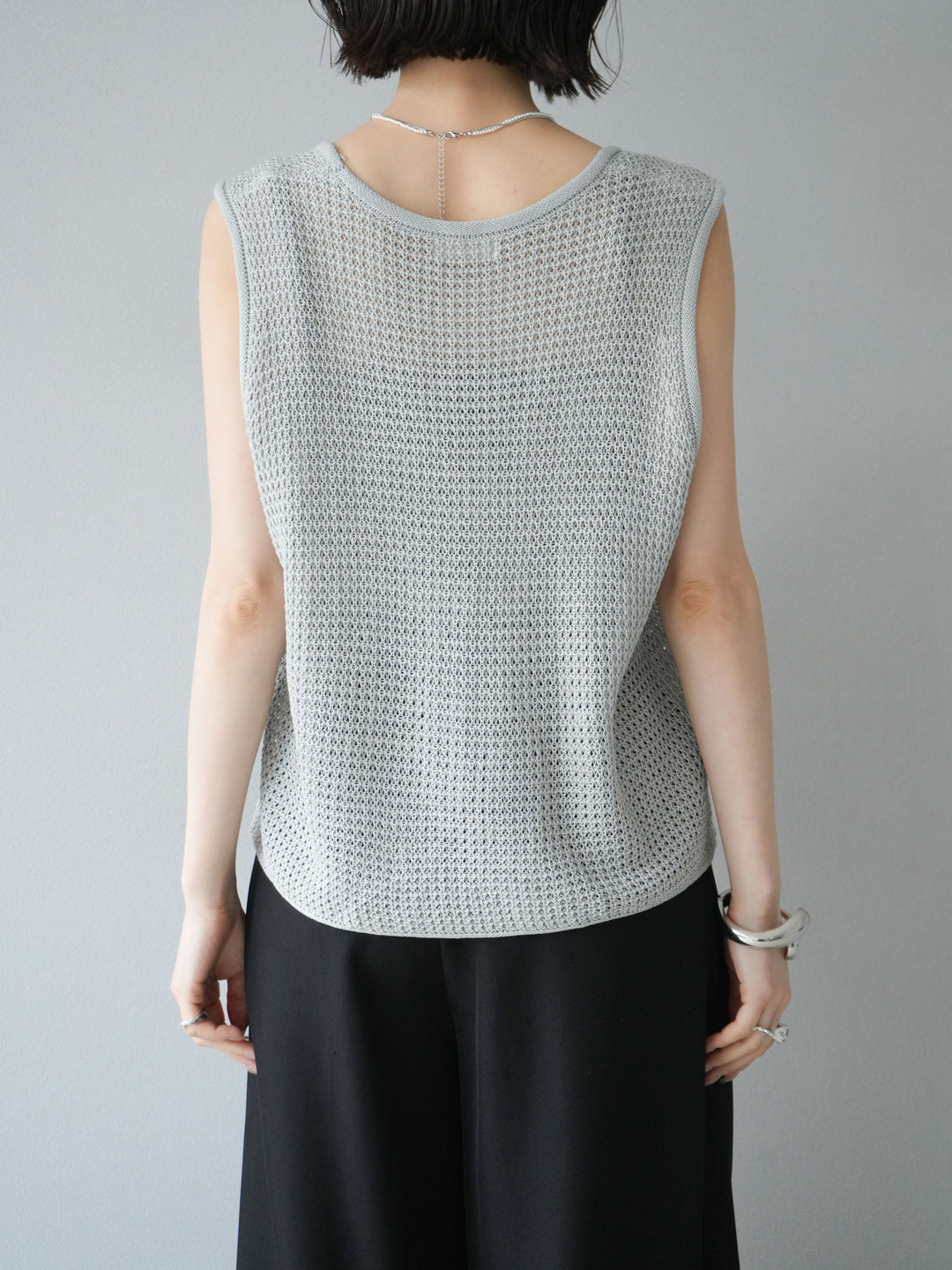 【預購】華夫格針織背心/灰色