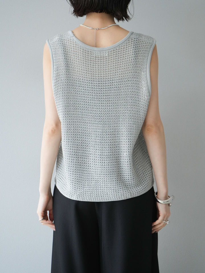 【預購】華夫格針織背心/灰色