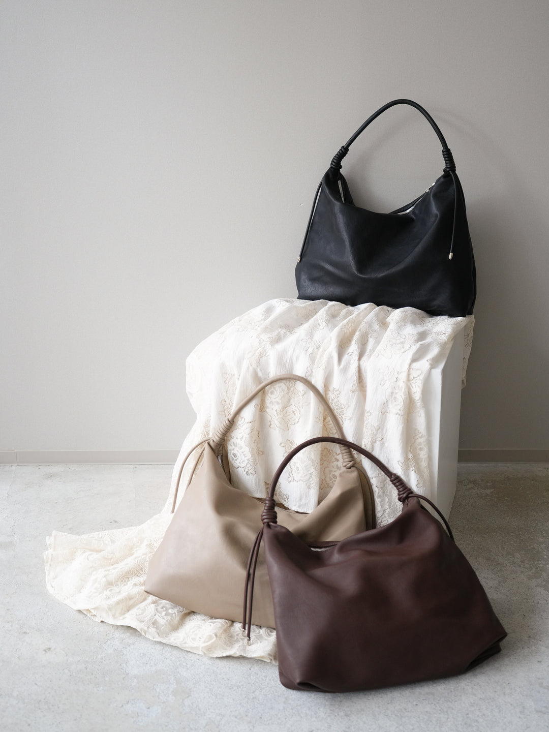 [4]レザーフリンジ付エアリートートBAG/brown