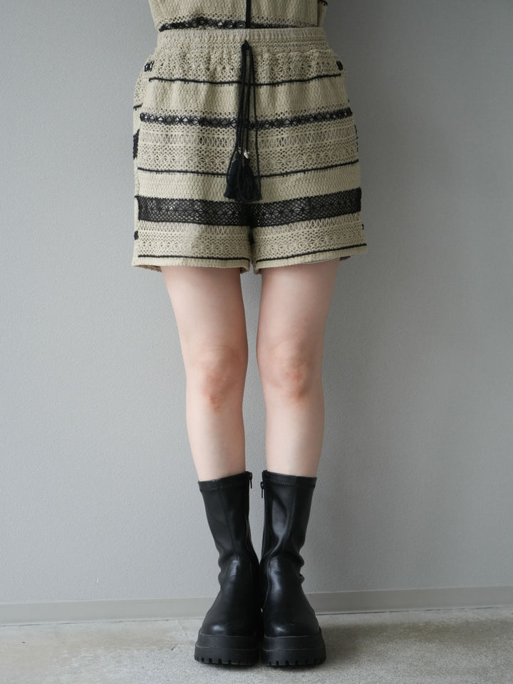 [SET]クロシェレースベスト＆ショートパンツSET UP(2set)