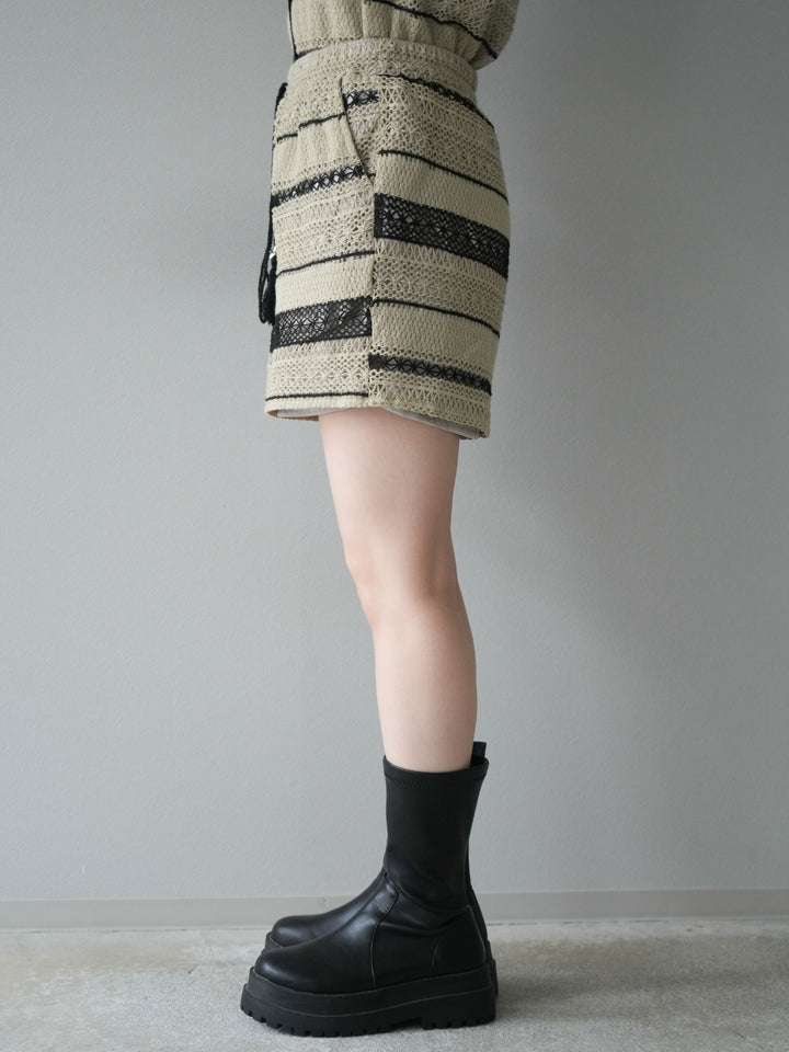 [SET]クロシェレースベスト＆ショートパンツSET UP(2set)